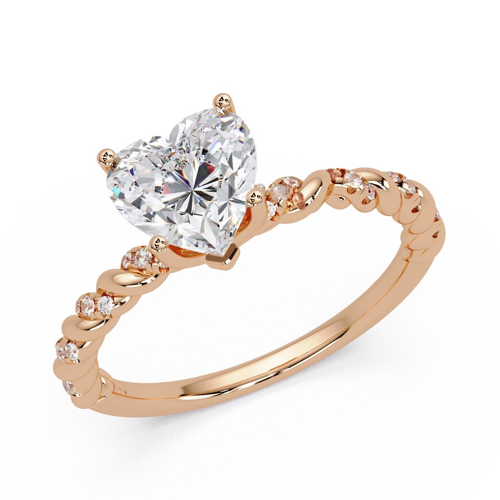 Heart & Round Cut Diamond Ladies Ring