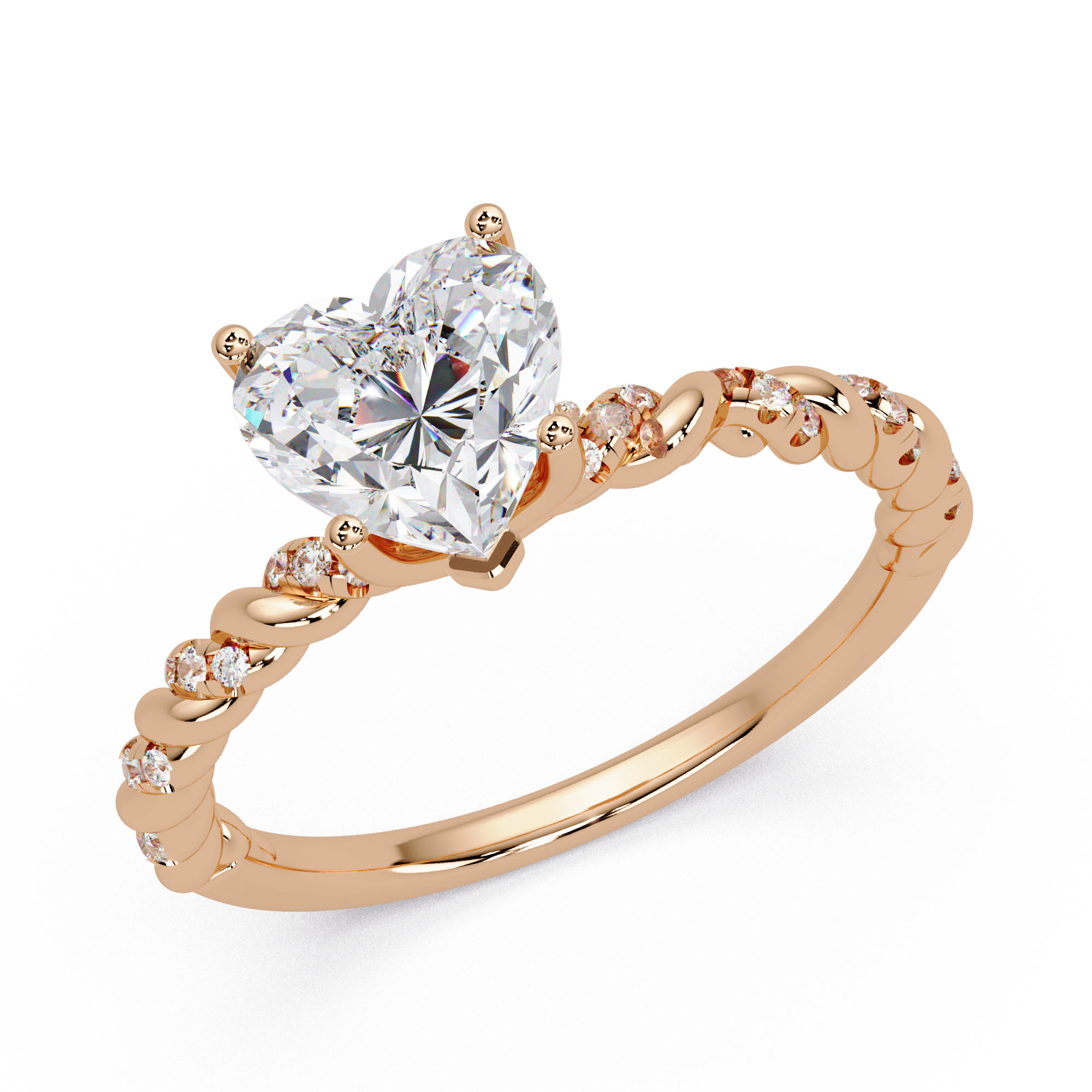 Heart & Round Cut Diamond Ladies Ring