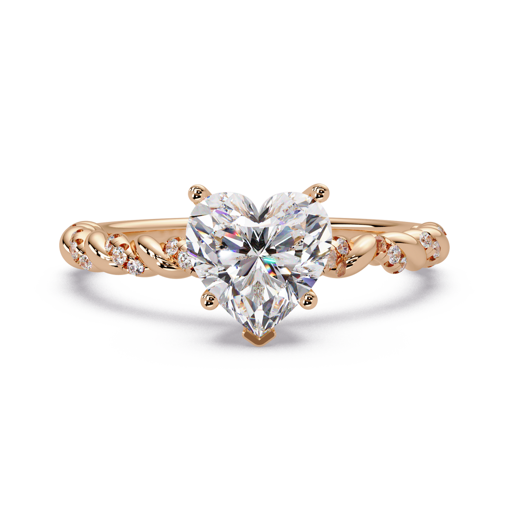 Heart & Round Cut Diamond Ladies Ring
