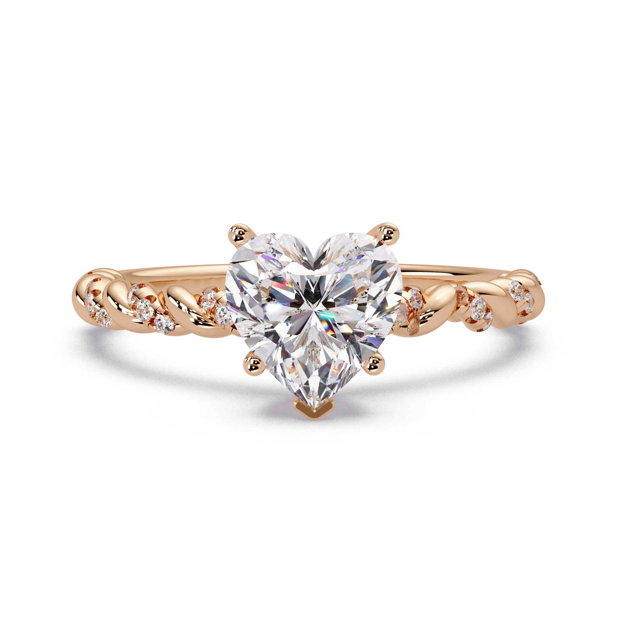 Heart & Round Cut Diamond Ladies Ring