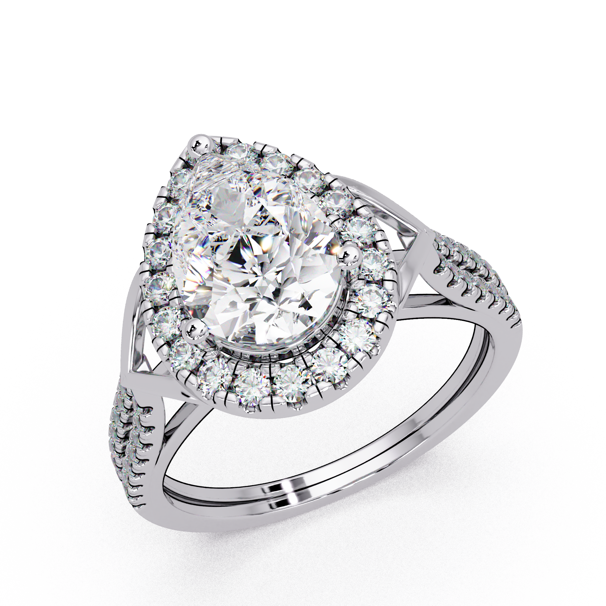 Pear & Round Cut Diamond Ladies Ring