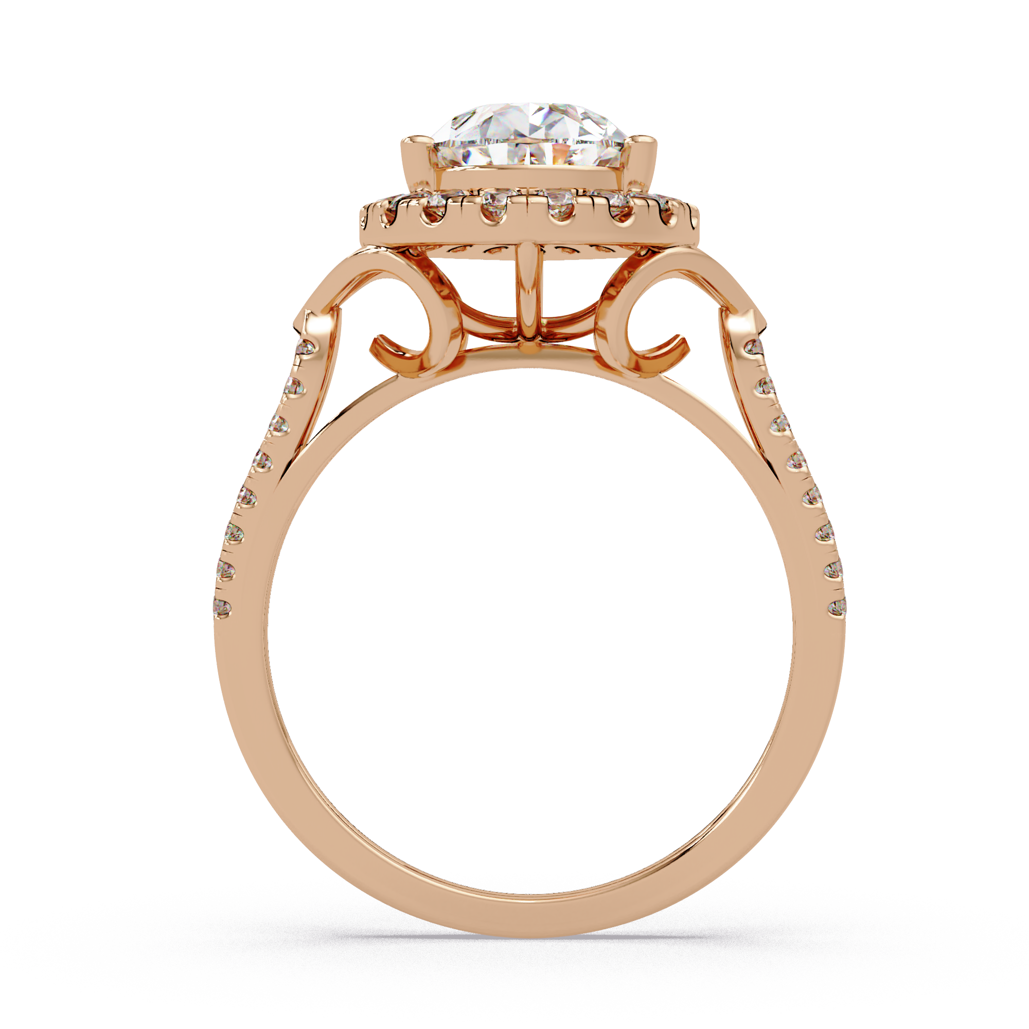 Pear & Round Cut Diamond Ladies Ring
