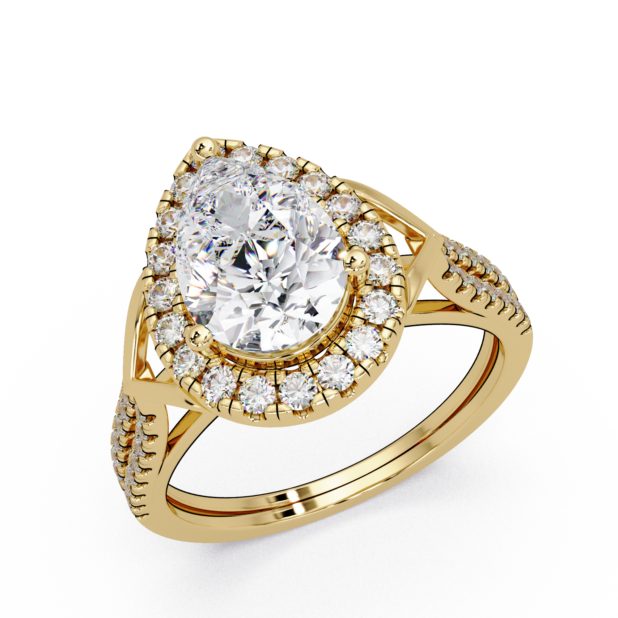 Pear & Round Cut Diamond Ladies Ring