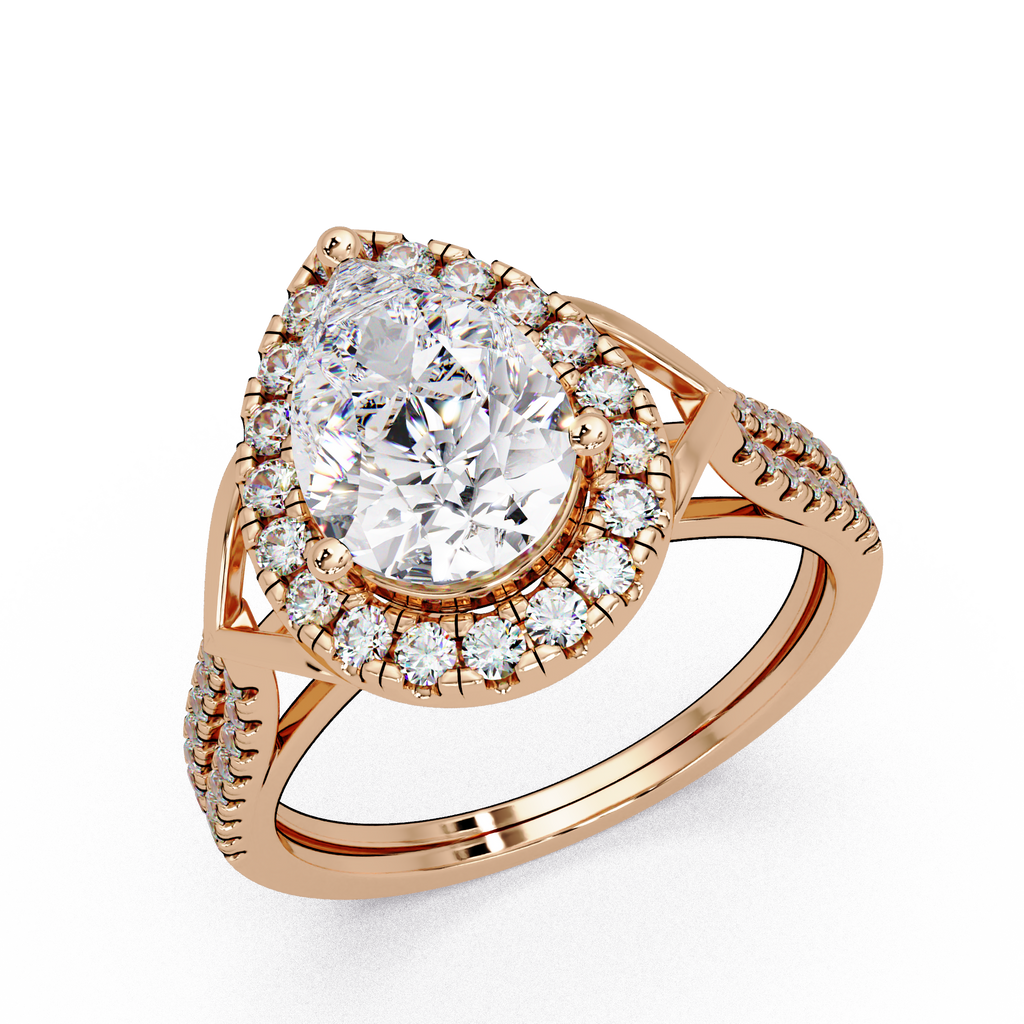 Pear & Round Cut Diamond Ladies Ring