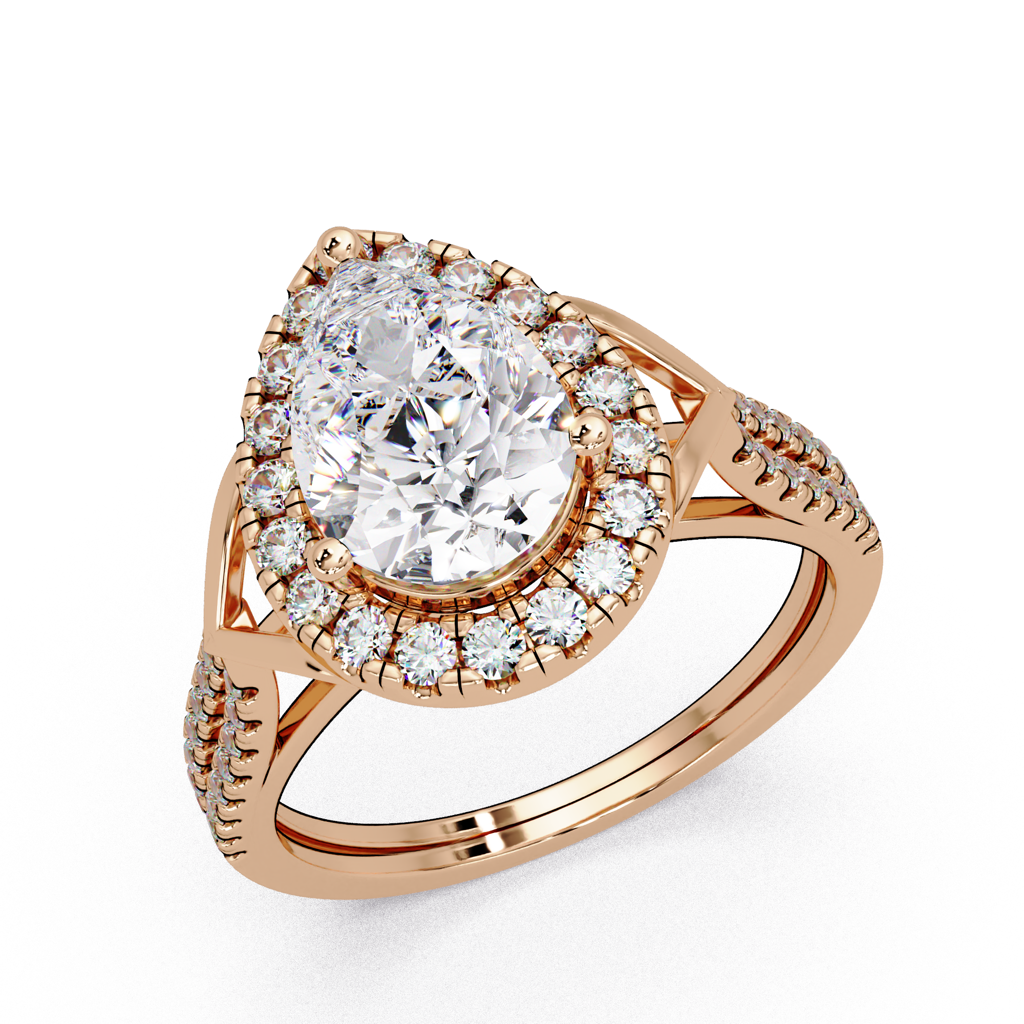 Pear & Round Cut Diamond Ladies Ring