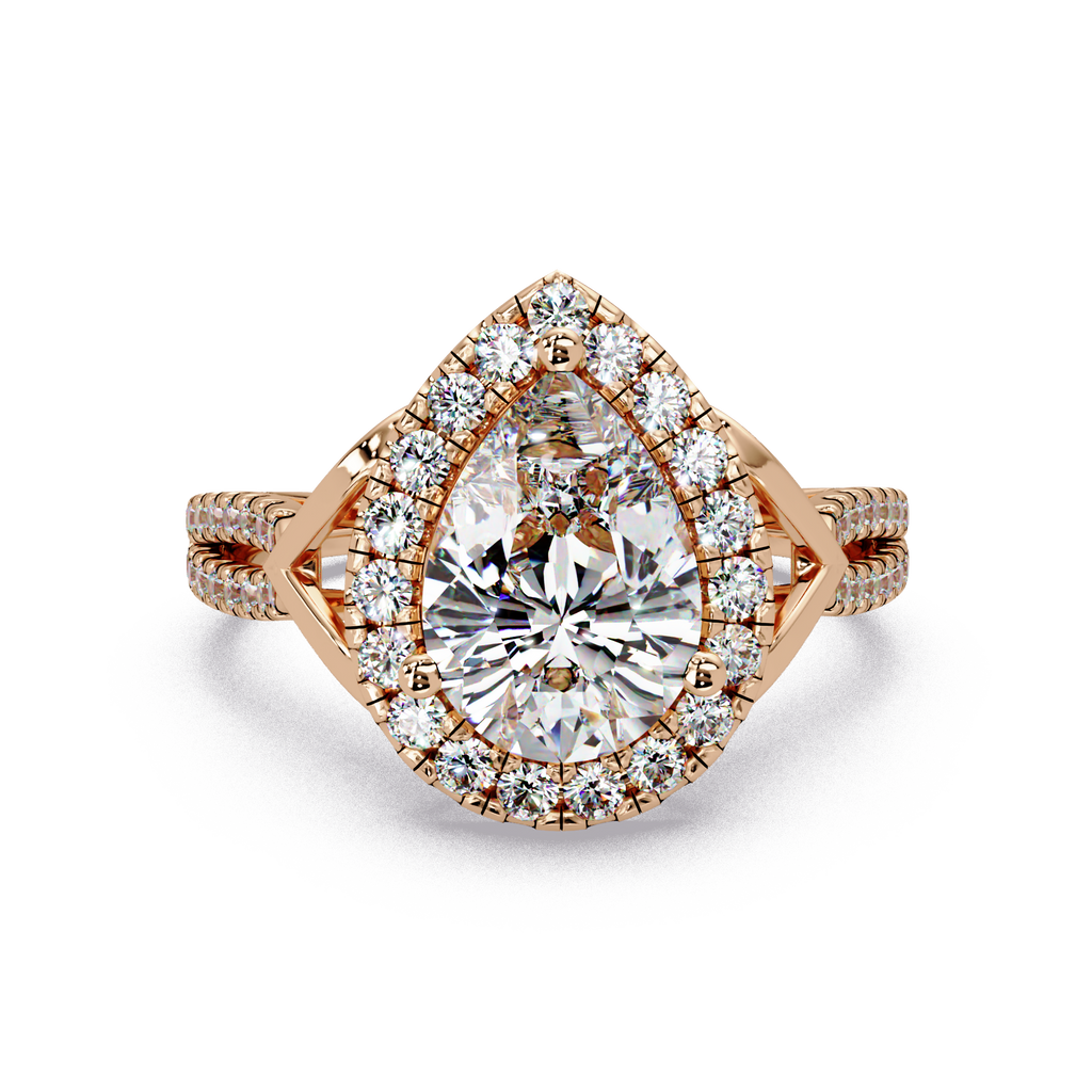 Pear & Round Cut Diamond Ladies Ring