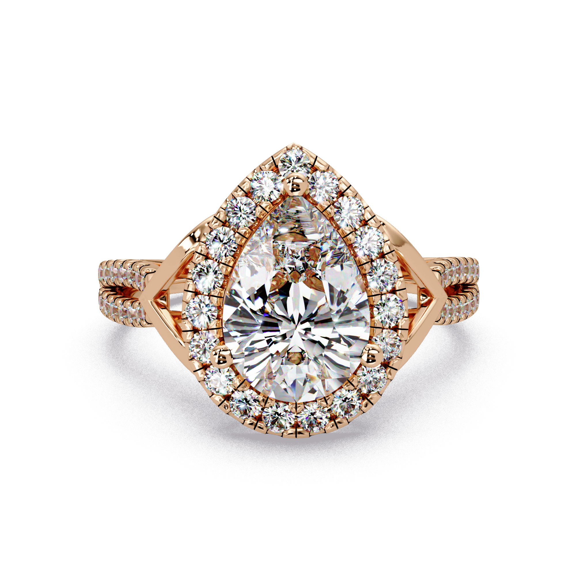 Pear & Round Cut Diamond Ladies Ring