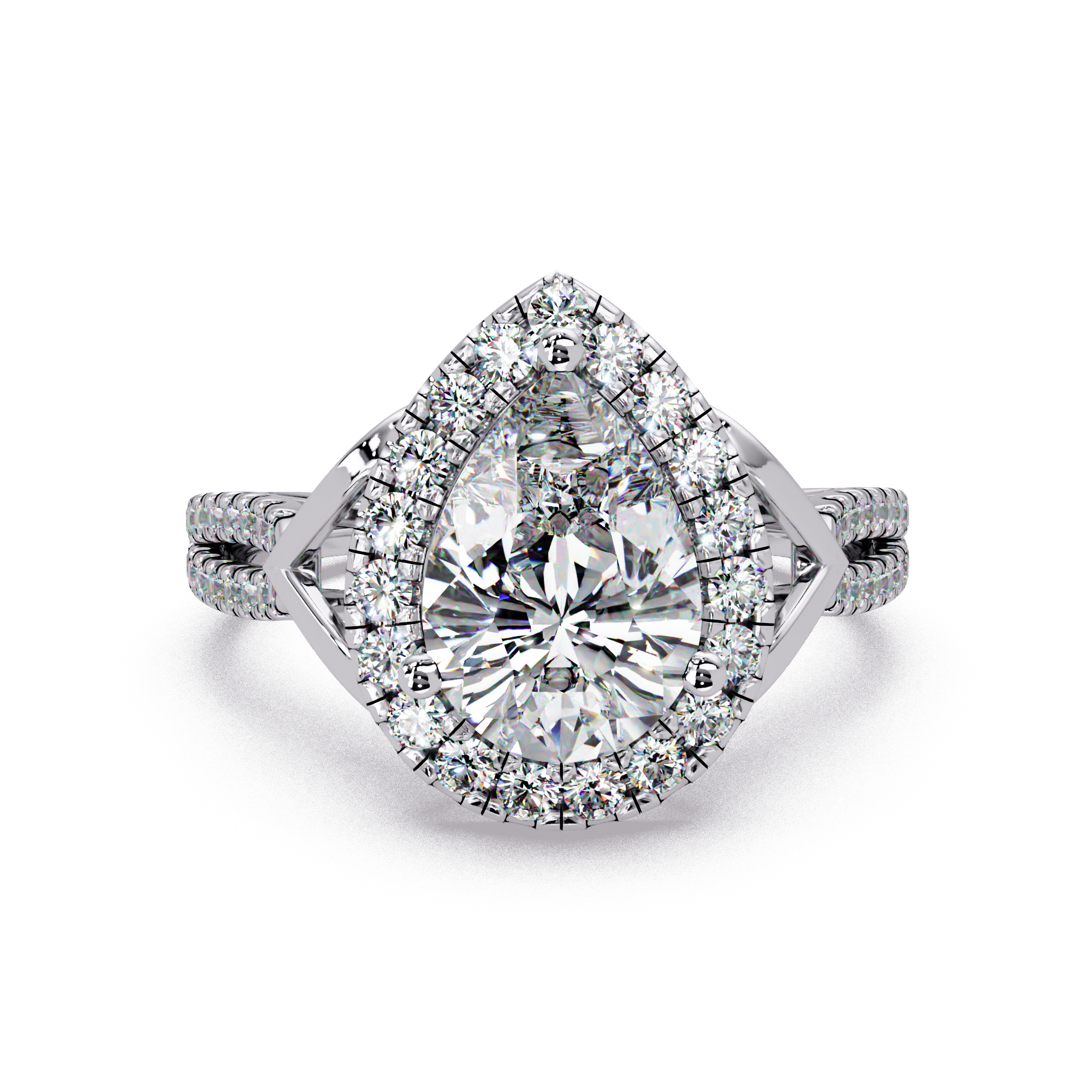 Pear & Round Cut Diamond Ladies Ring