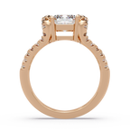 Emerald & Round Cut Diamond Ladies Ring