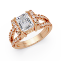 Emerald & Round Cut Diamond Ladies Ring