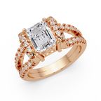 Emerald & Round Cut Diamond Ladies Ring