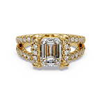 Emerald & Round Cut Diamond Ladies Ring