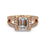 Emerald & Round Cut Diamond Ladies Ring