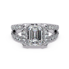 Emerald & Round Cut Diamond Ladies Ring