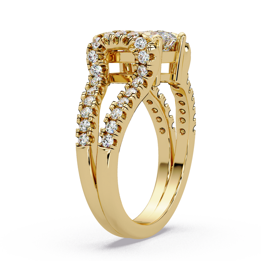 Emerald & Round Cut Diamond Ladies Ring