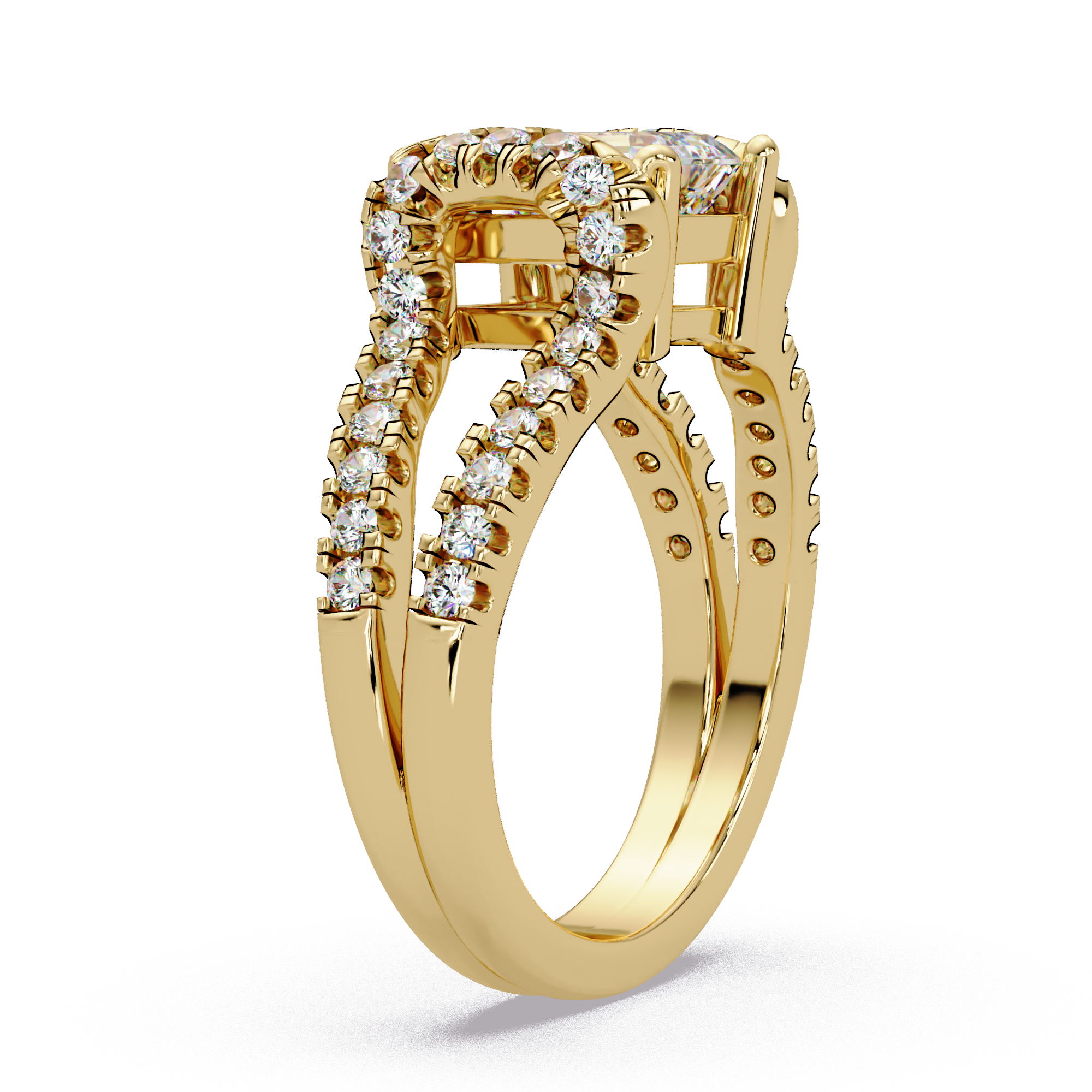 Emerald & Round Cut Diamond Ladies Ring