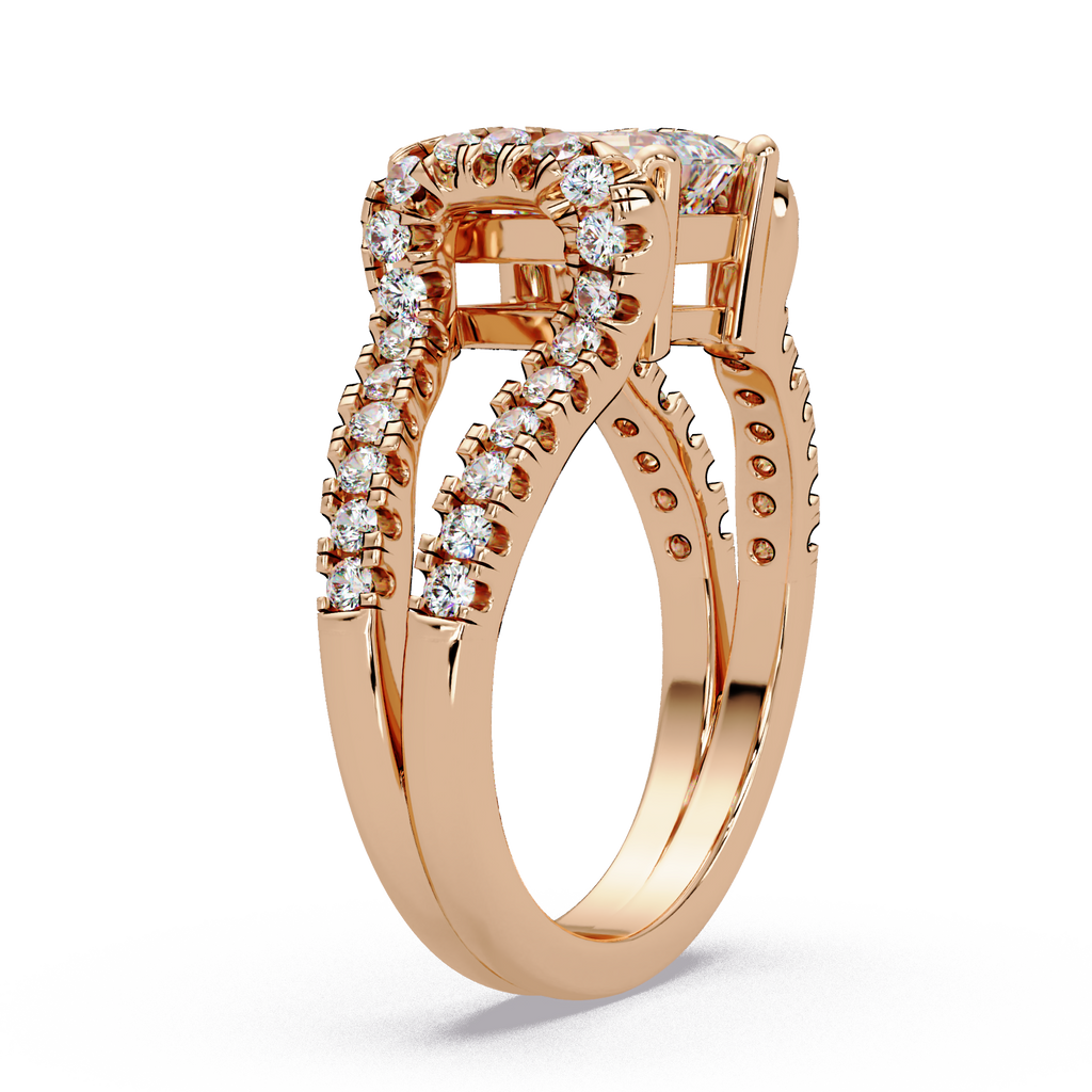 Emerald & Round Cut Diamond Ladies Ring