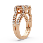 Emerald & Round Cut Diamond Ladies Ring