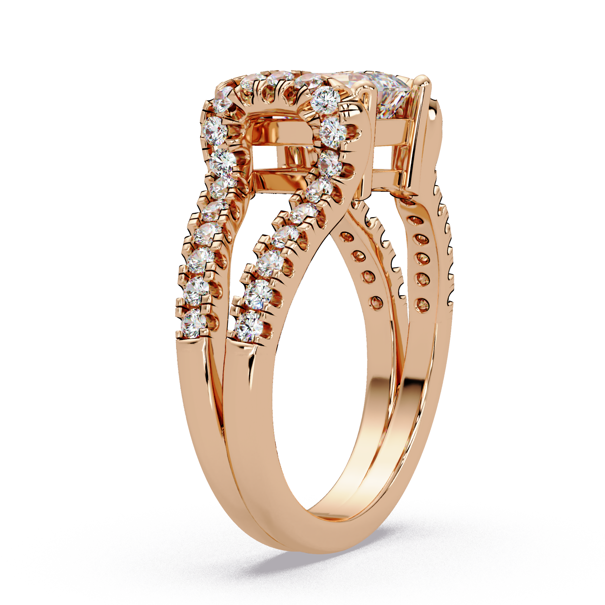 Emerald & Round Cut Diamond Ladies Ring