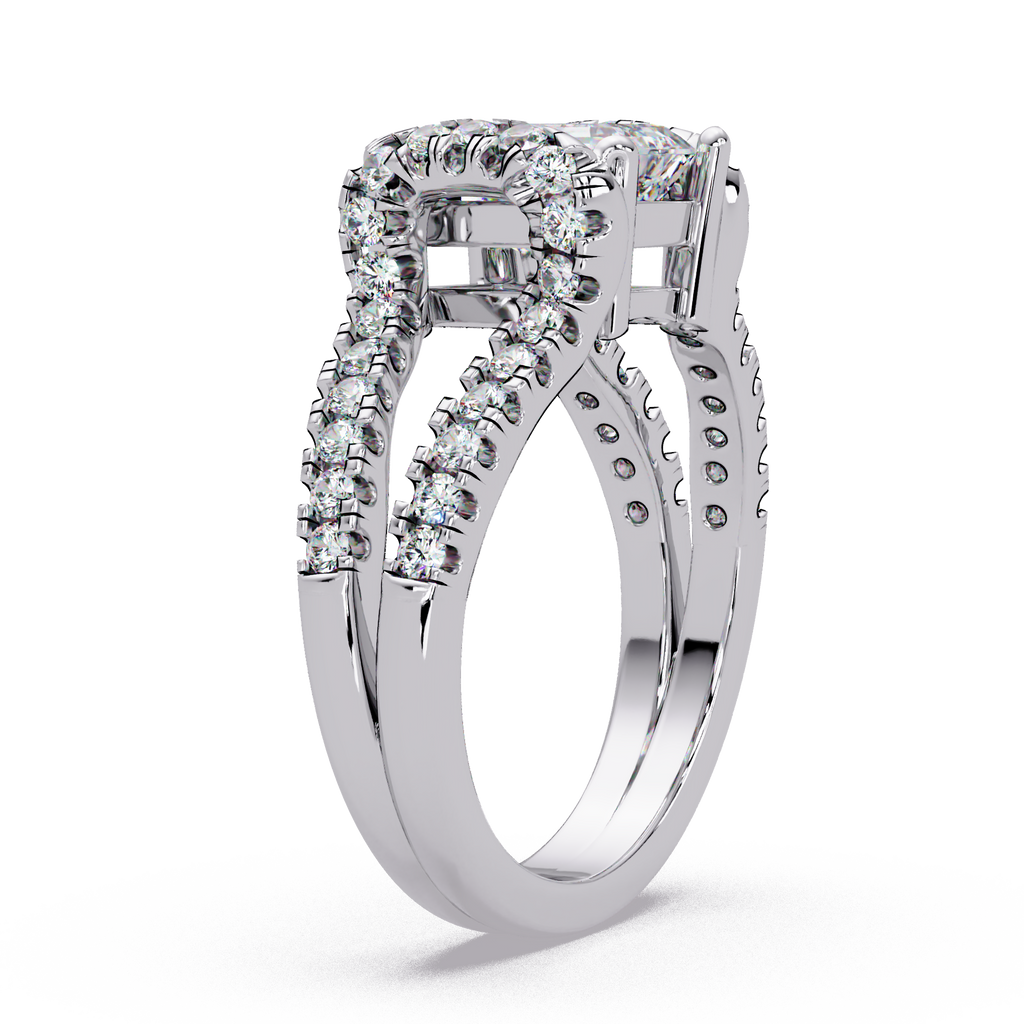 Emerald & Round Cut Diamond Ladies Ring