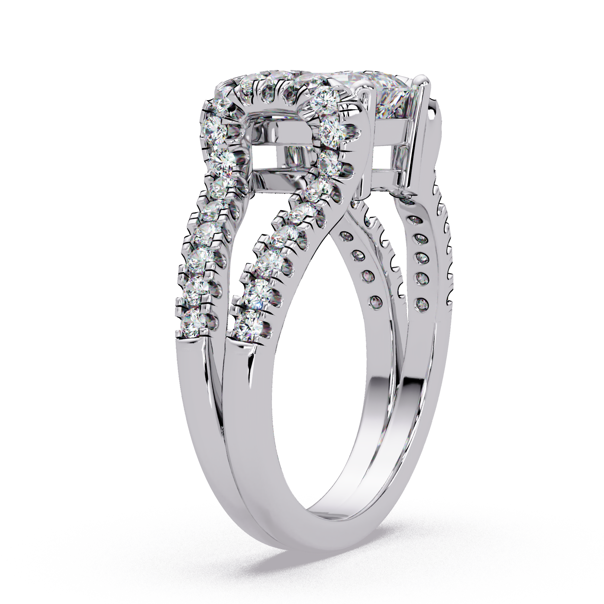 Emerald & Round Cut Diamond Ladies Ring