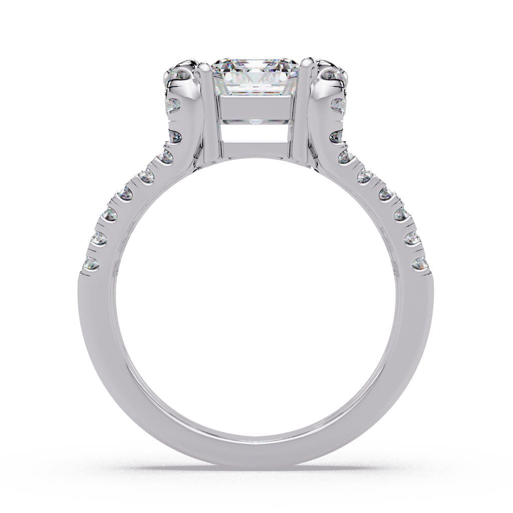 Emerald & Round Cut Diamond Ladies Ring