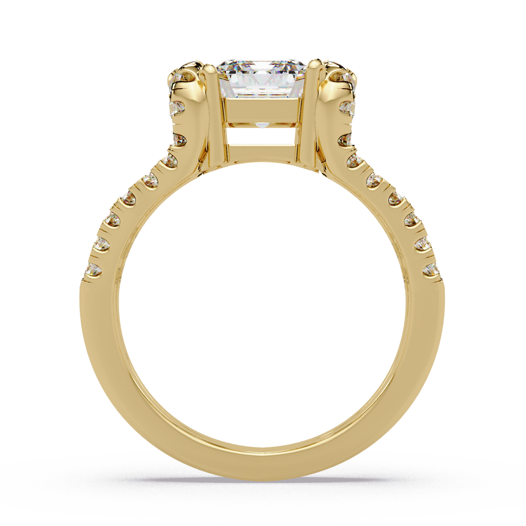 Emerald & Round Cut Diamond Ladies Ring