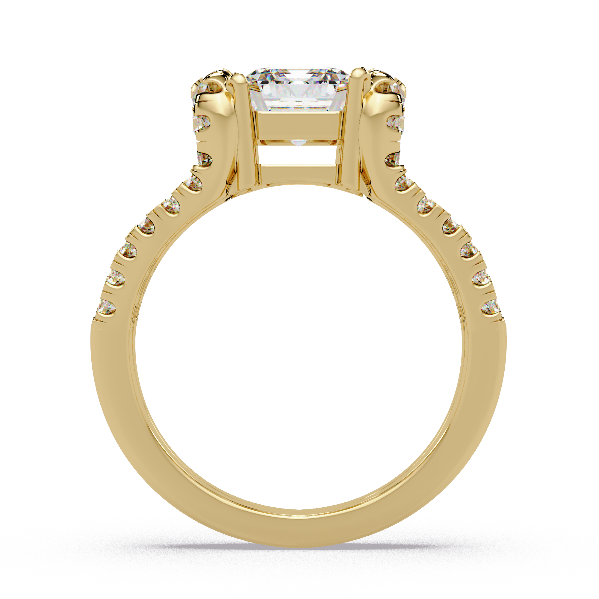 Emerald & Round Cut Diamond Ladies Ring