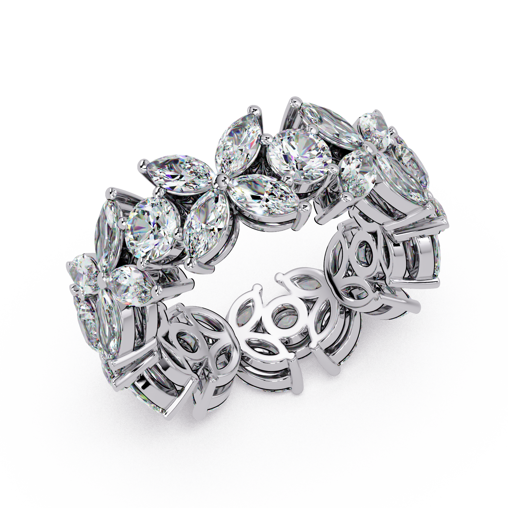 Marquise & Round Cut Diamond Ladies Ring