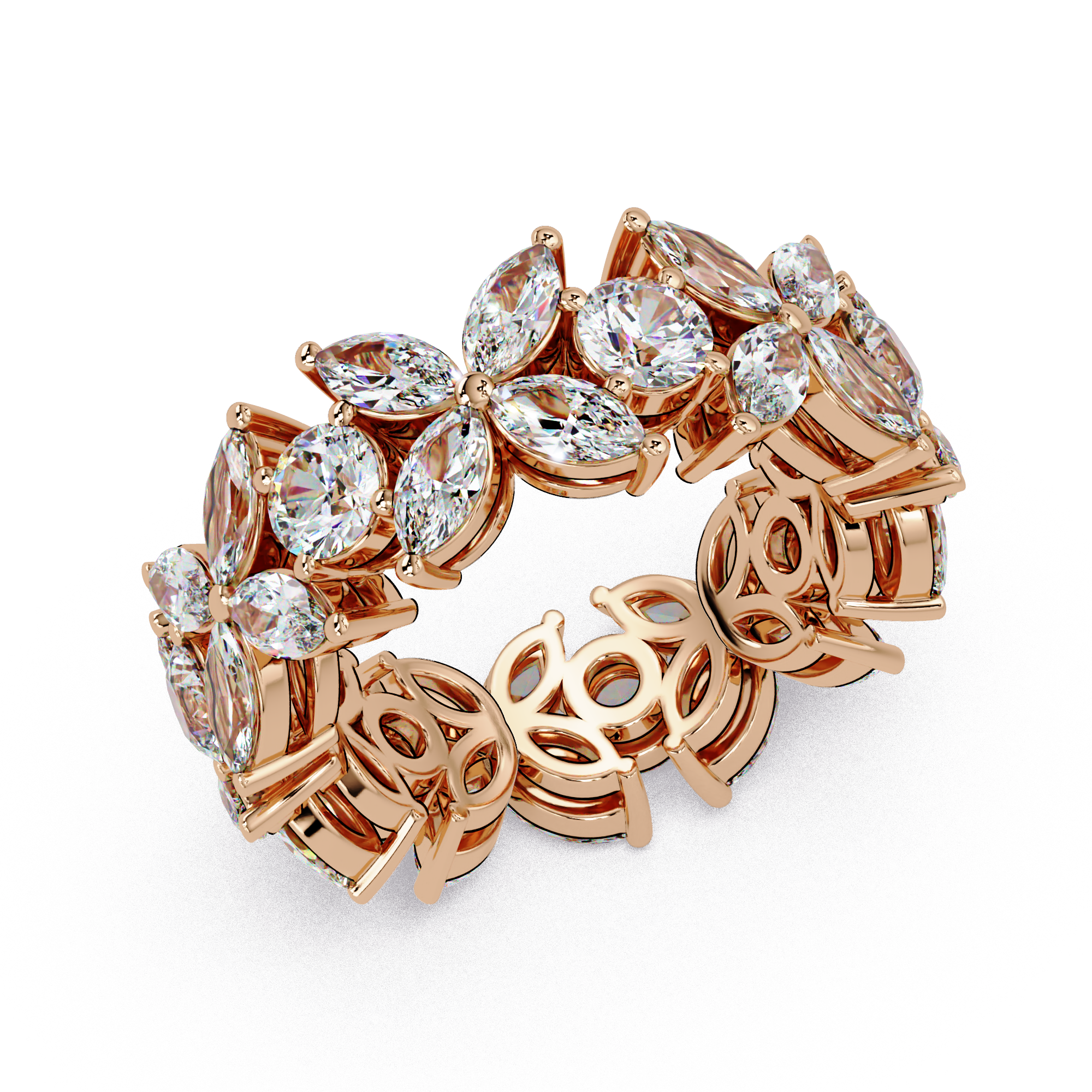 Marquise & Round Cut Diamond Ladies Ring