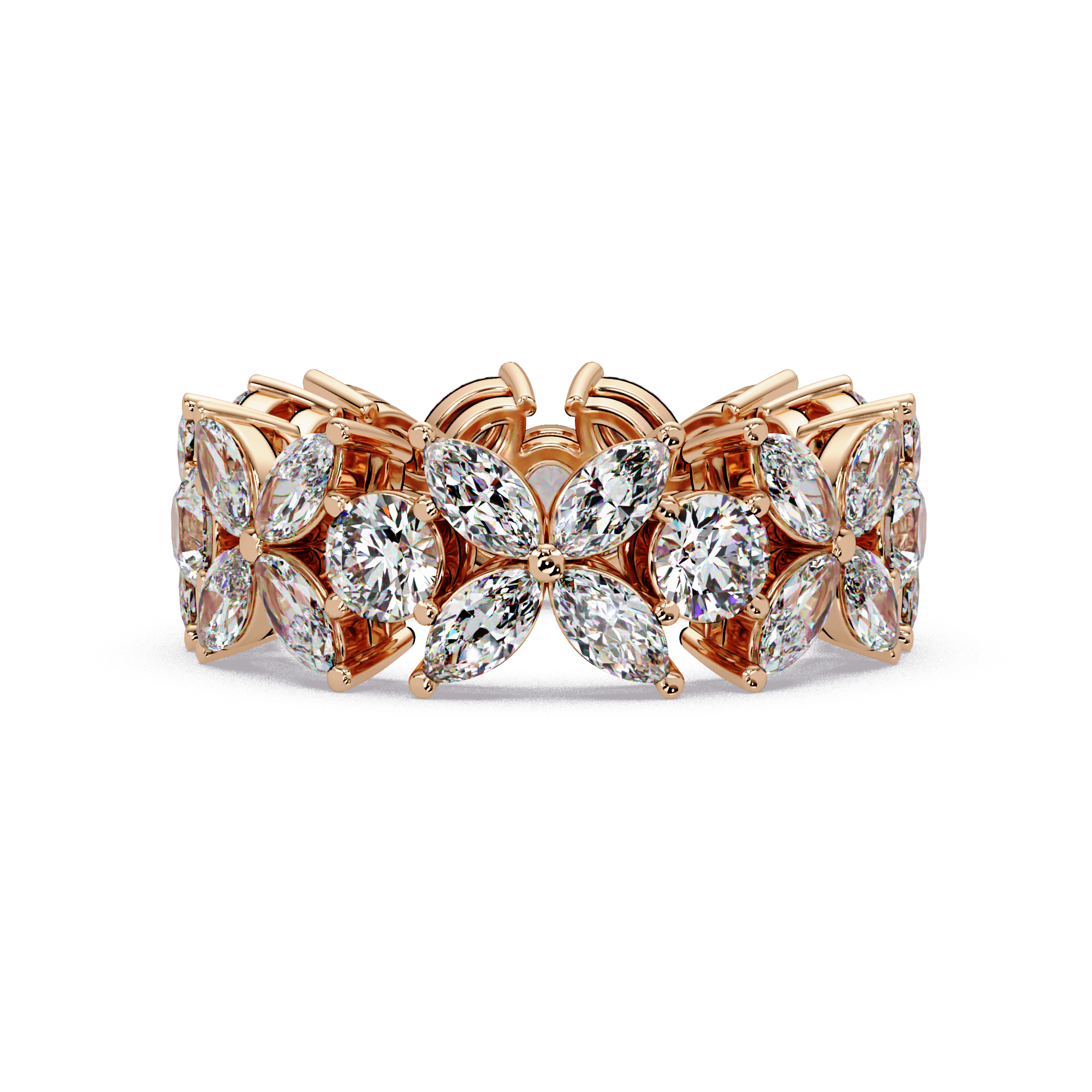 Marquise & Round Cut Diamond Ladies Ring