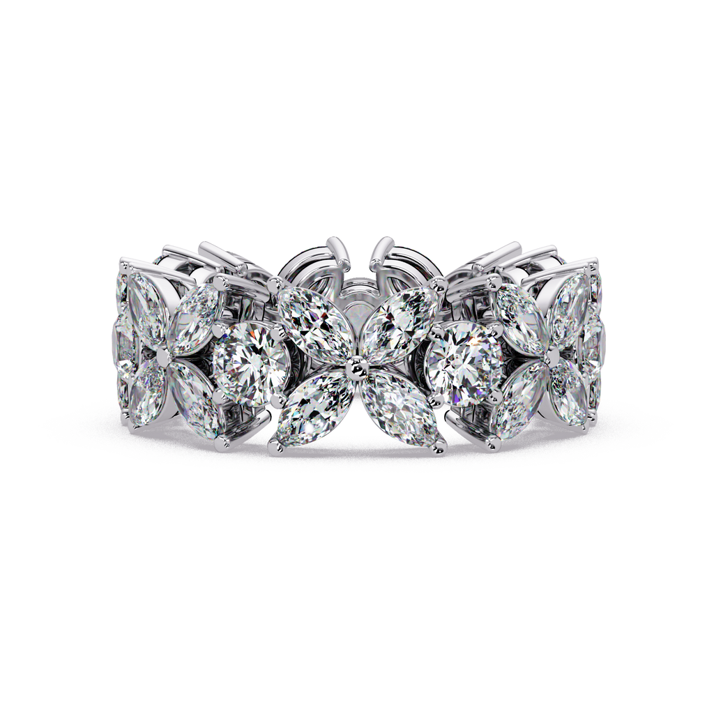 Marquise & Round Cut Diamond Ladies Ring