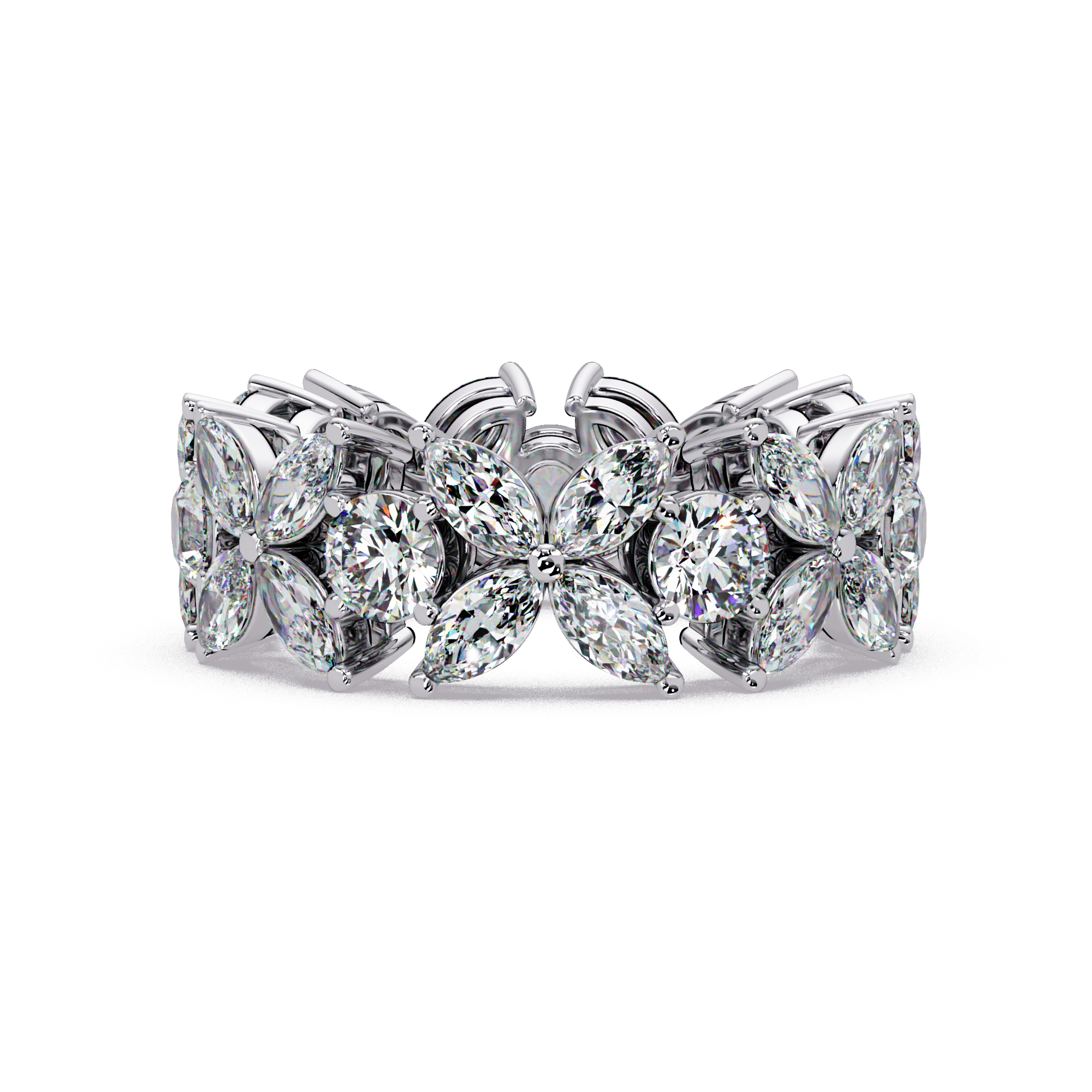 Marquise & Round Cut Diamond Ladies Ring