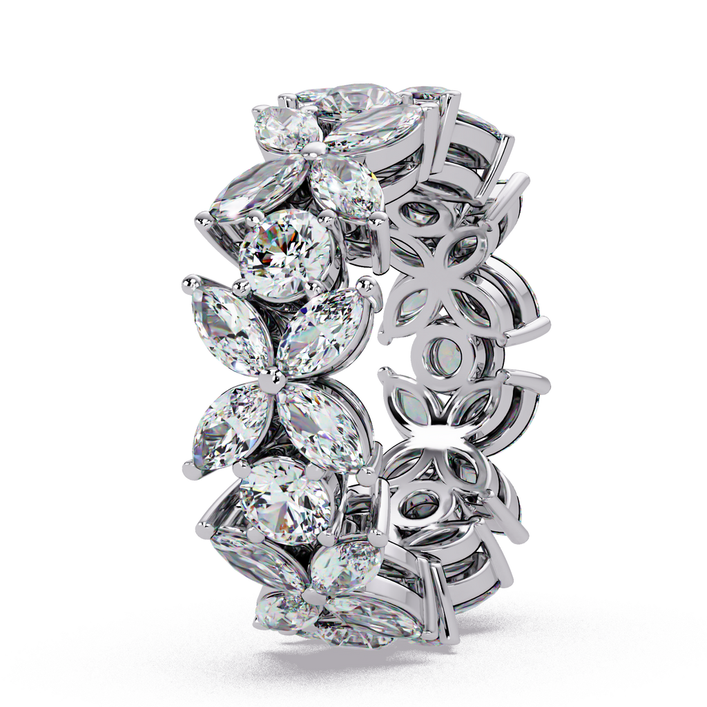 Marquise & Round Cut Diamond Ladies Ring
