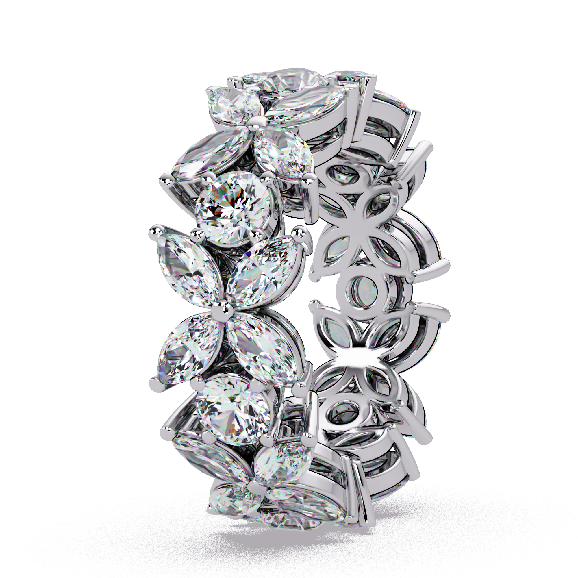 Marquise & Round Cut Diamond Ladies Ring