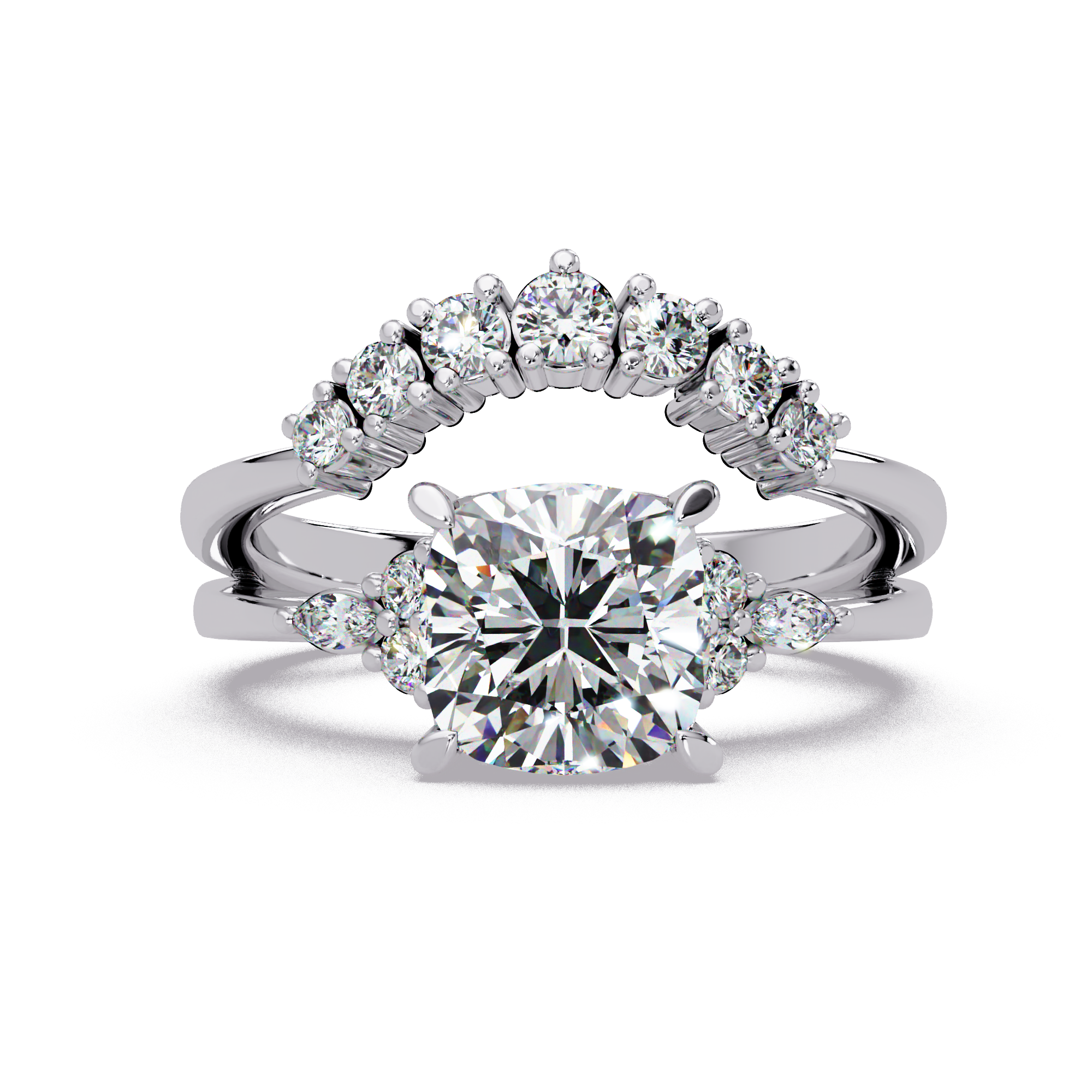 Cushion, Marquise & Round Cut Diamond Ladies Ring