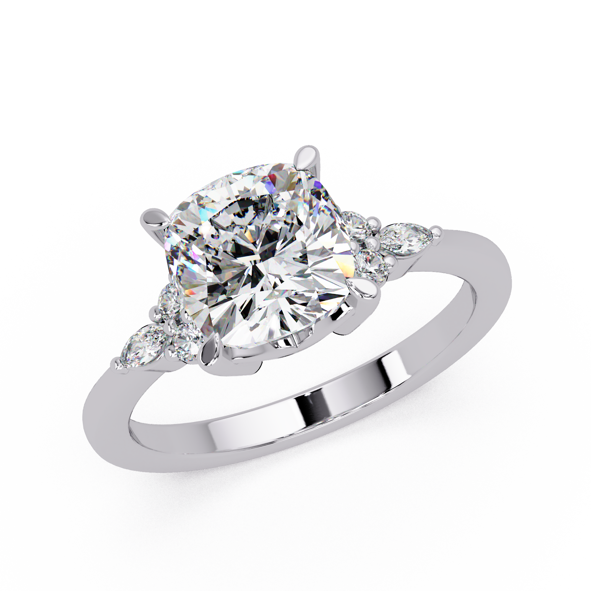 Cushion, Marquise & Round Cut Diamond Ladies Ring