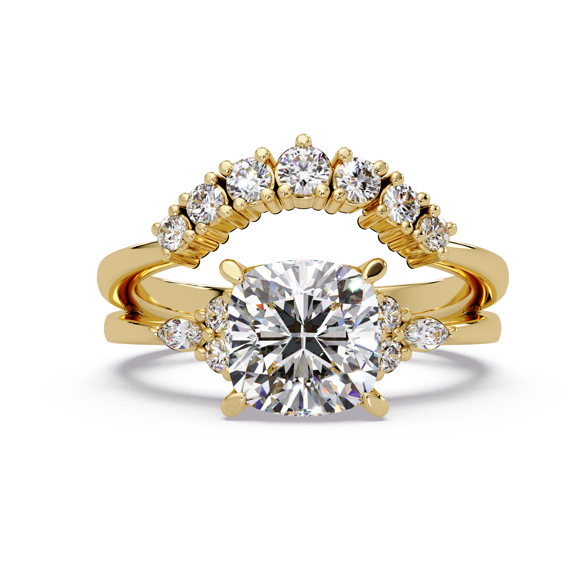 Cushion, Marquise & Round Cut Diamond Ladies Ring