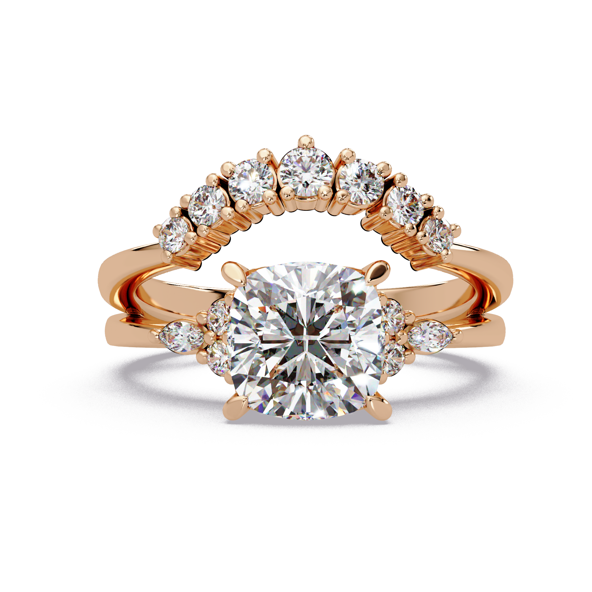 Cushion, Marquise & Round Cut Diamond Ladies Ring