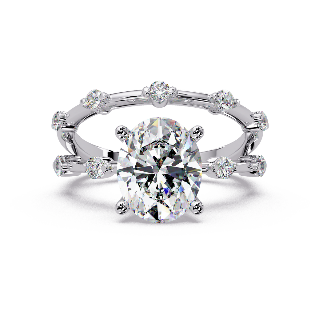 Oval & Round Cut Diamond Ladies Ring