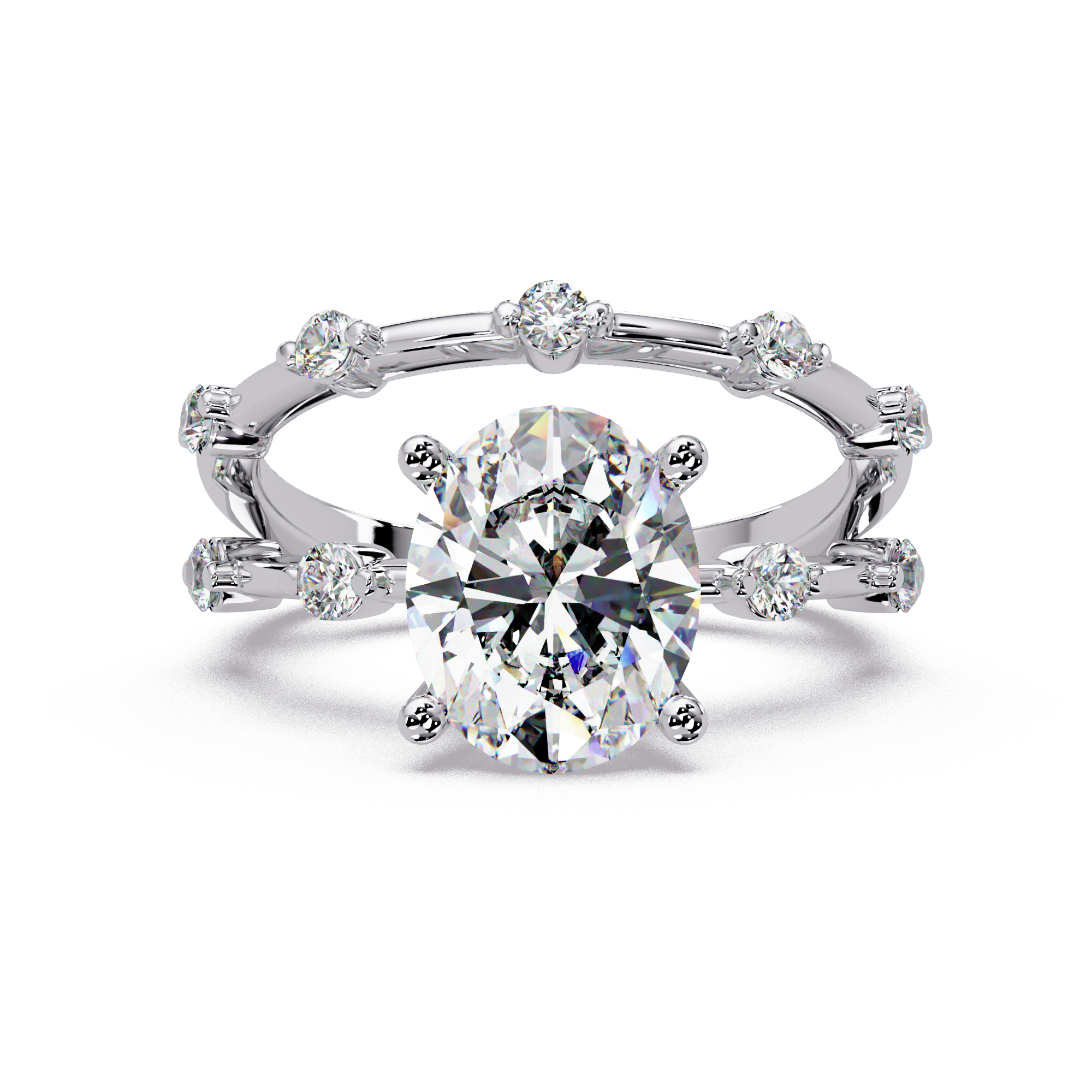 Oval & Round Cut Diamond Ladies Ring