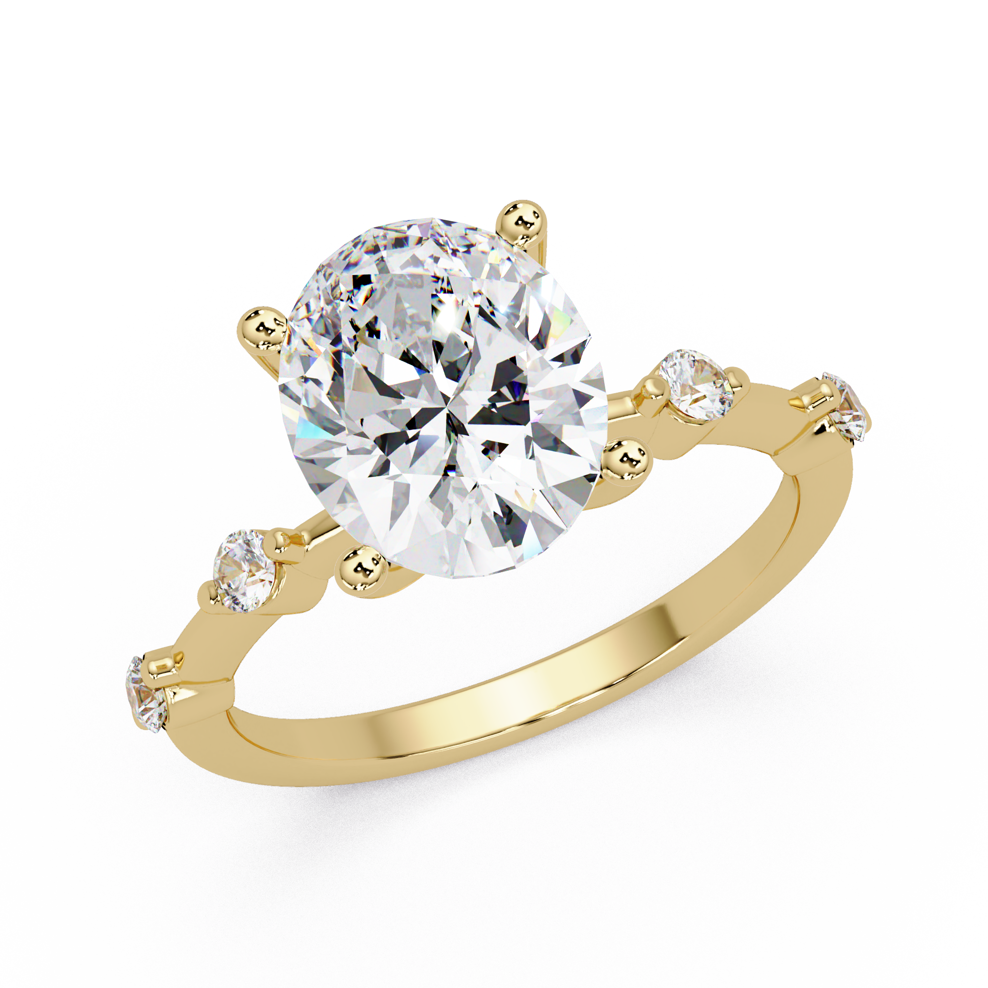 Oval & Round Cut Diamond Ladies Ring