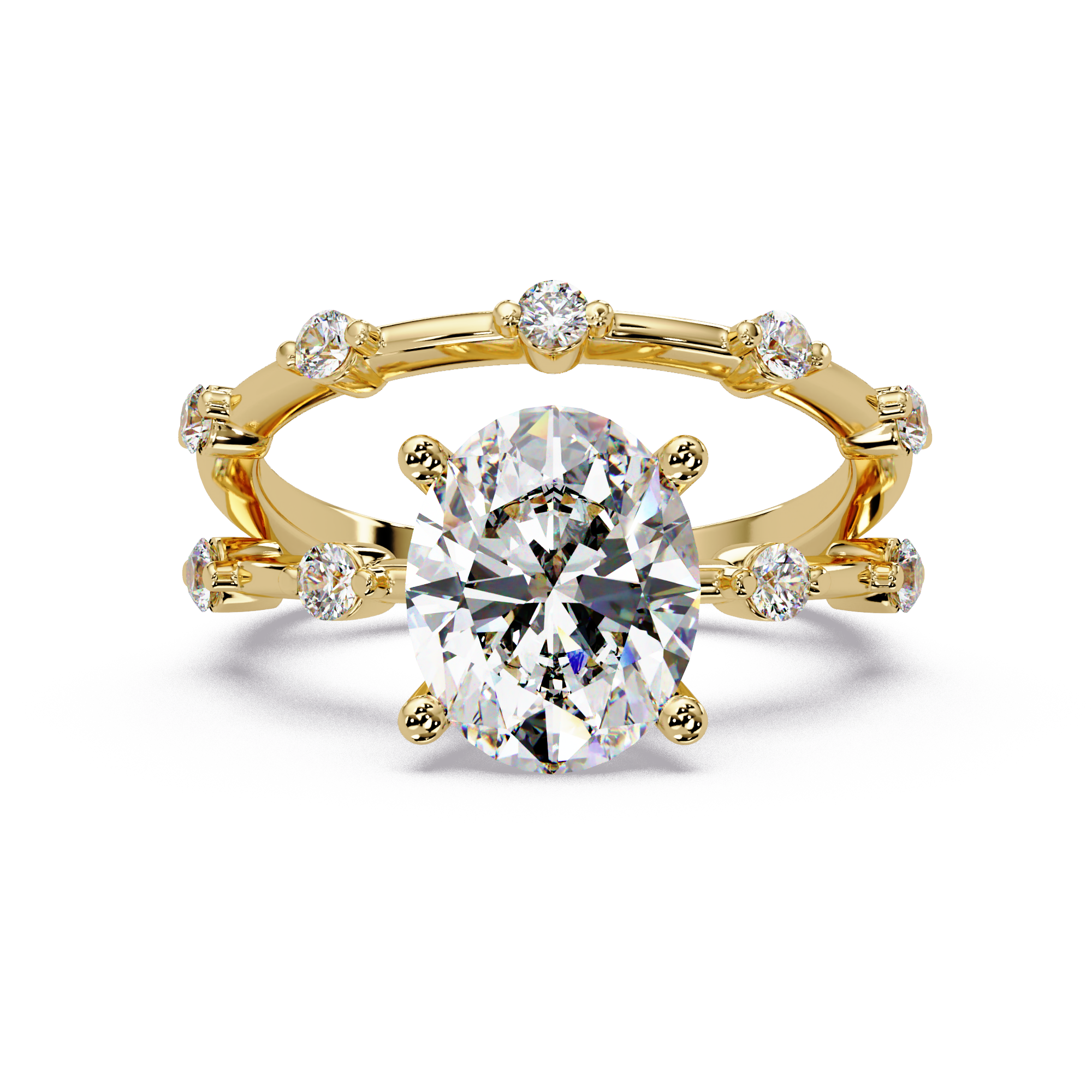 Oval & Round Cut Diamond Ladies Ring