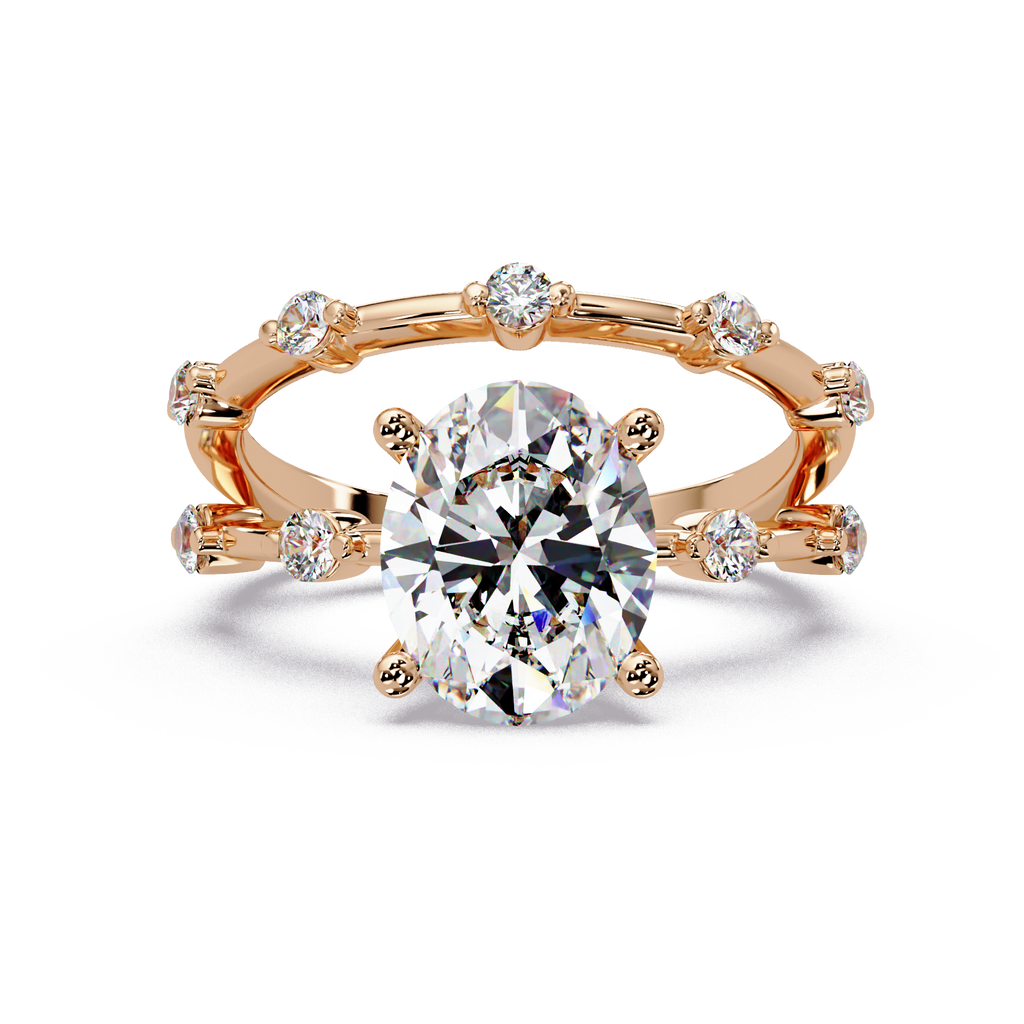 Oval & Round Cut Diamond Ladies Ring