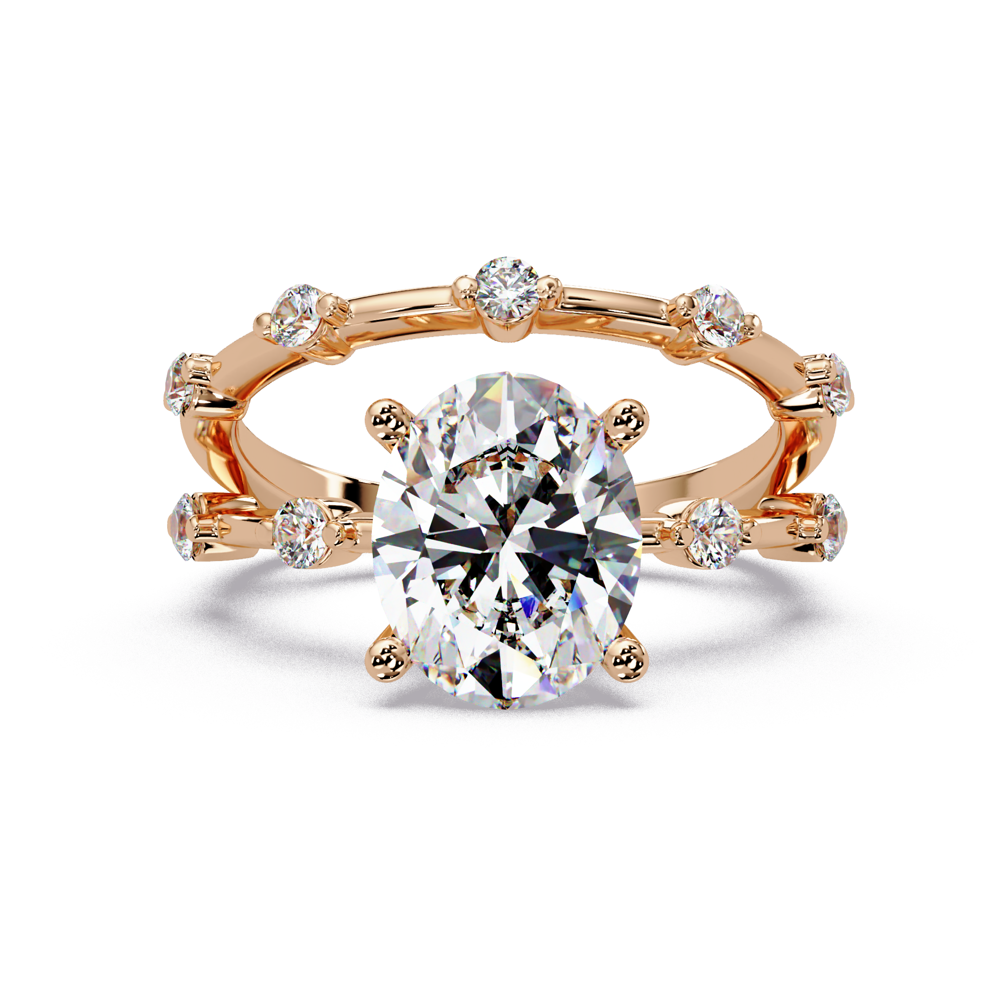 Oval & Round Cut Diamond Ladies Ring