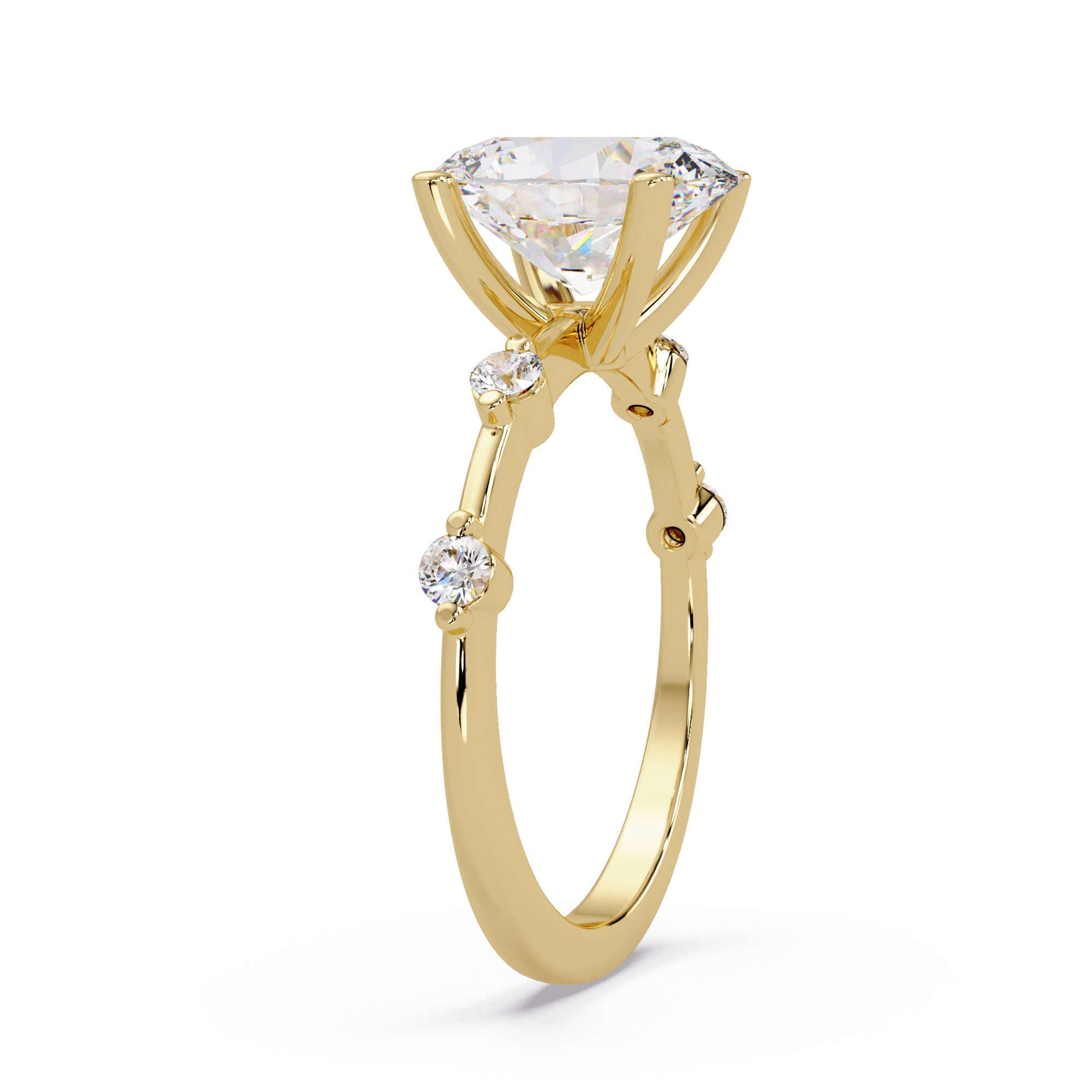 Oval & Round Cut Diamond Ladies Ring