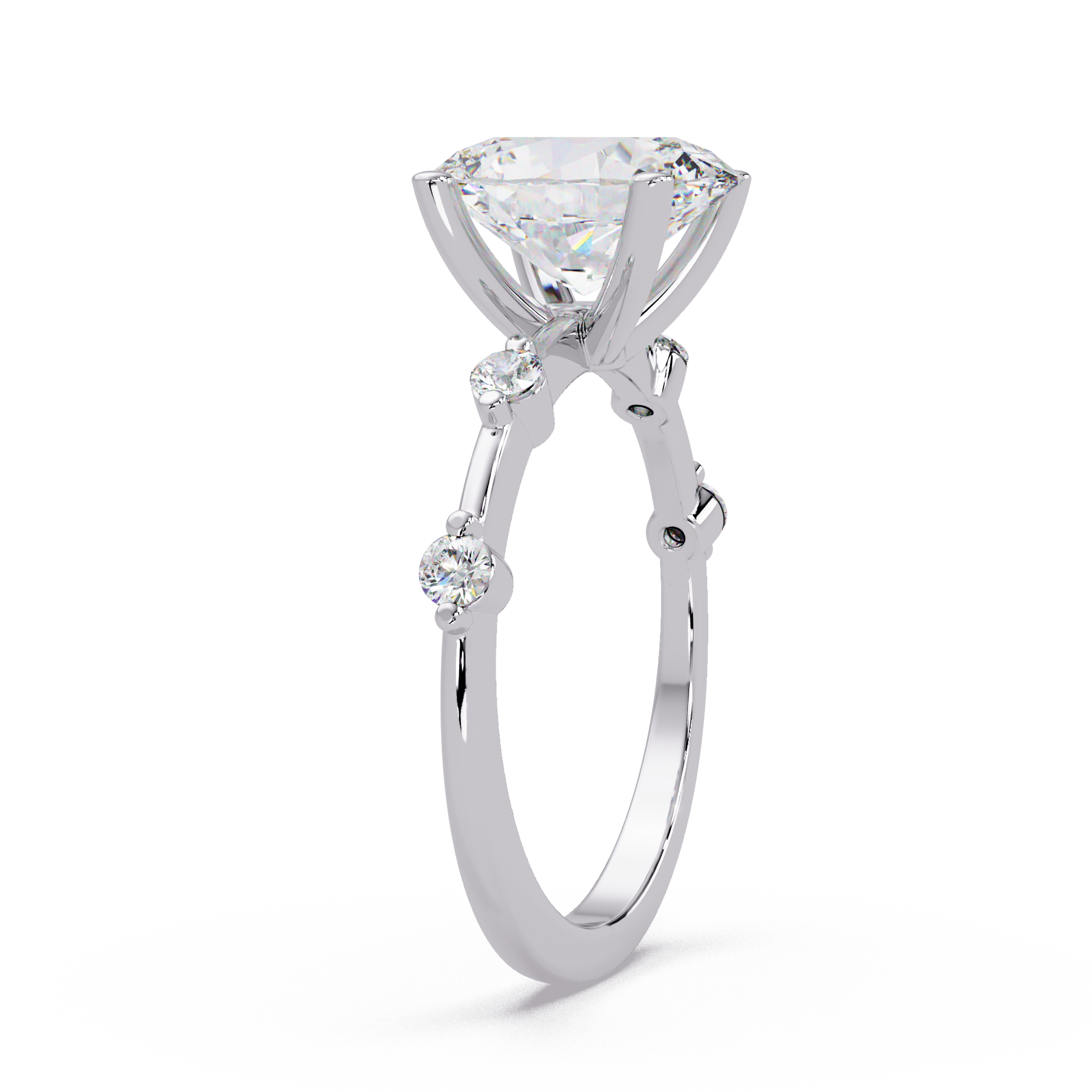 Oval & Round Cut Diamond Ladies Ring