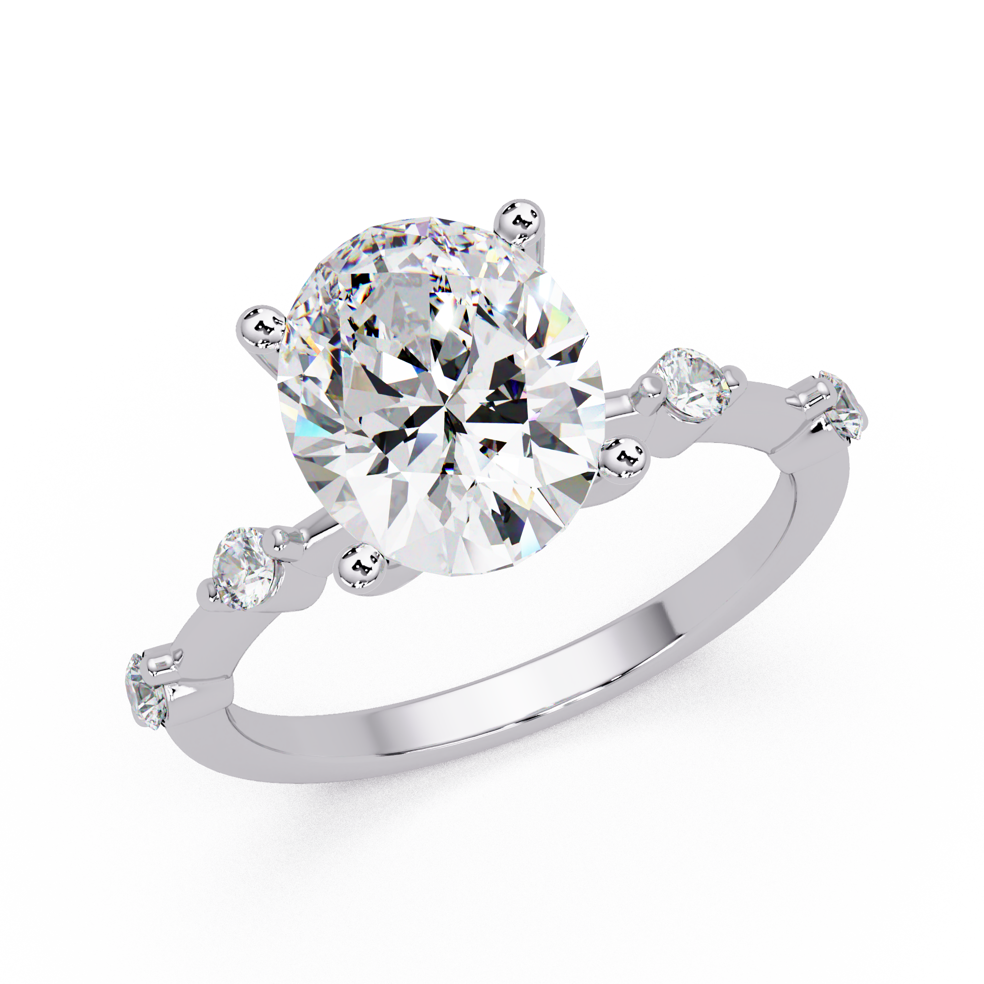 Oval & Round Cut Diamond Ladies Ring