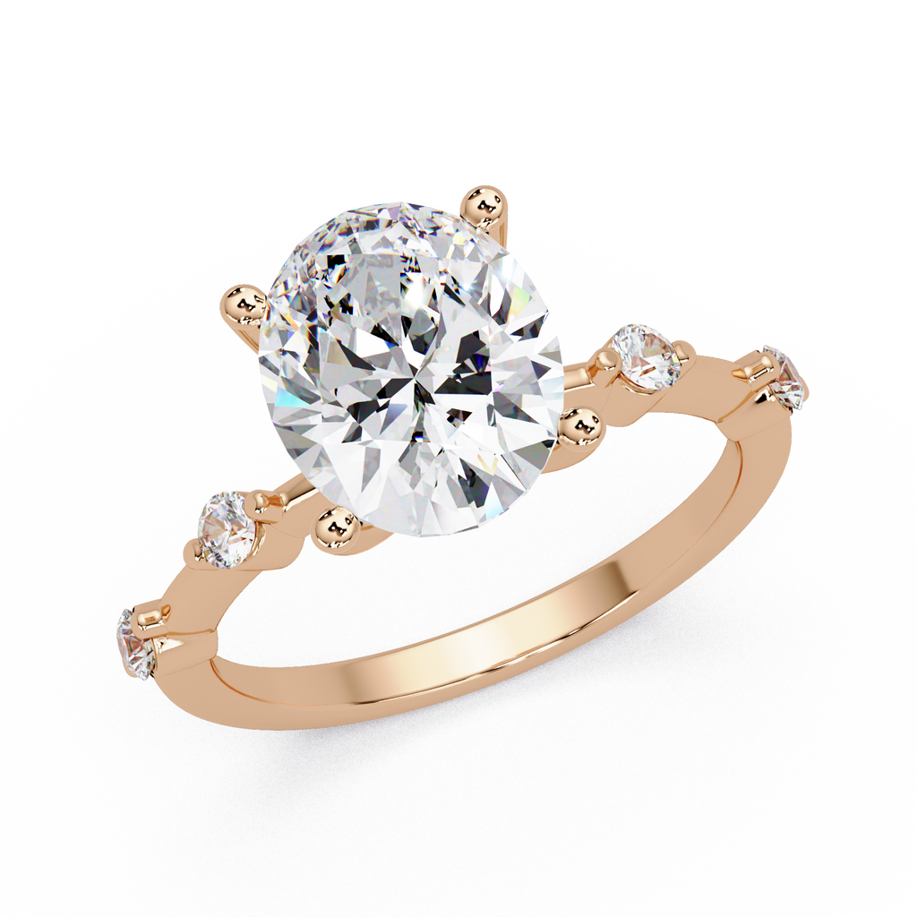 Oval & Round Cut Diamond Ladies Ring