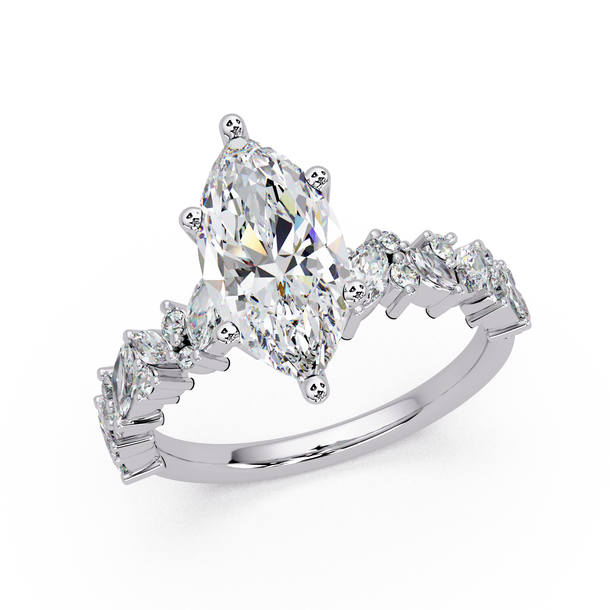 Marquise & Round Cut Diamond Ladies Ring